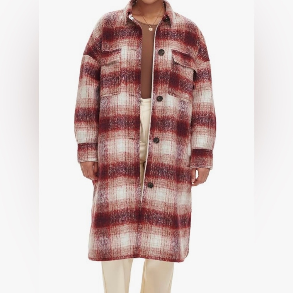 Levi's Red and White Plaid Long Blazer